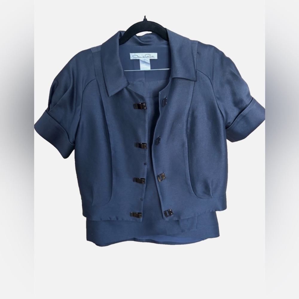 Women's Oscar de la Renta Navy Blazer/Skirt Set - Size 6 Top/ Size 8 Bottom